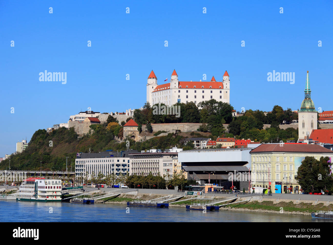 Slowakei, Bratislava, Burg, Donau, Skyline, Stockfoto