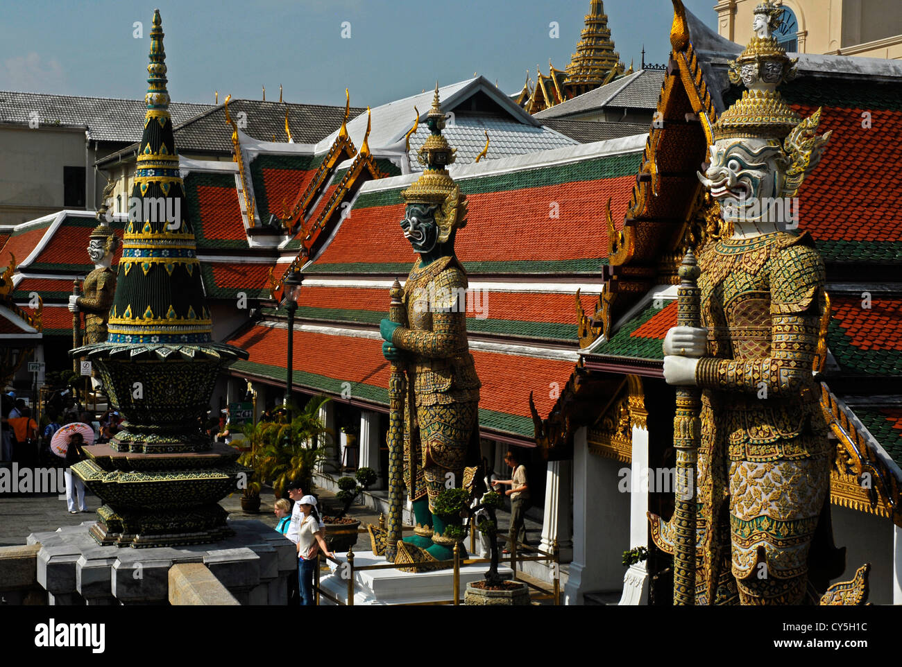 Menschen, Zier, Wächter, detail, Wat Phra Kaeo Tempel, Buda, Grand Palace, Bangkok, Thailand, Asien Stockfoto