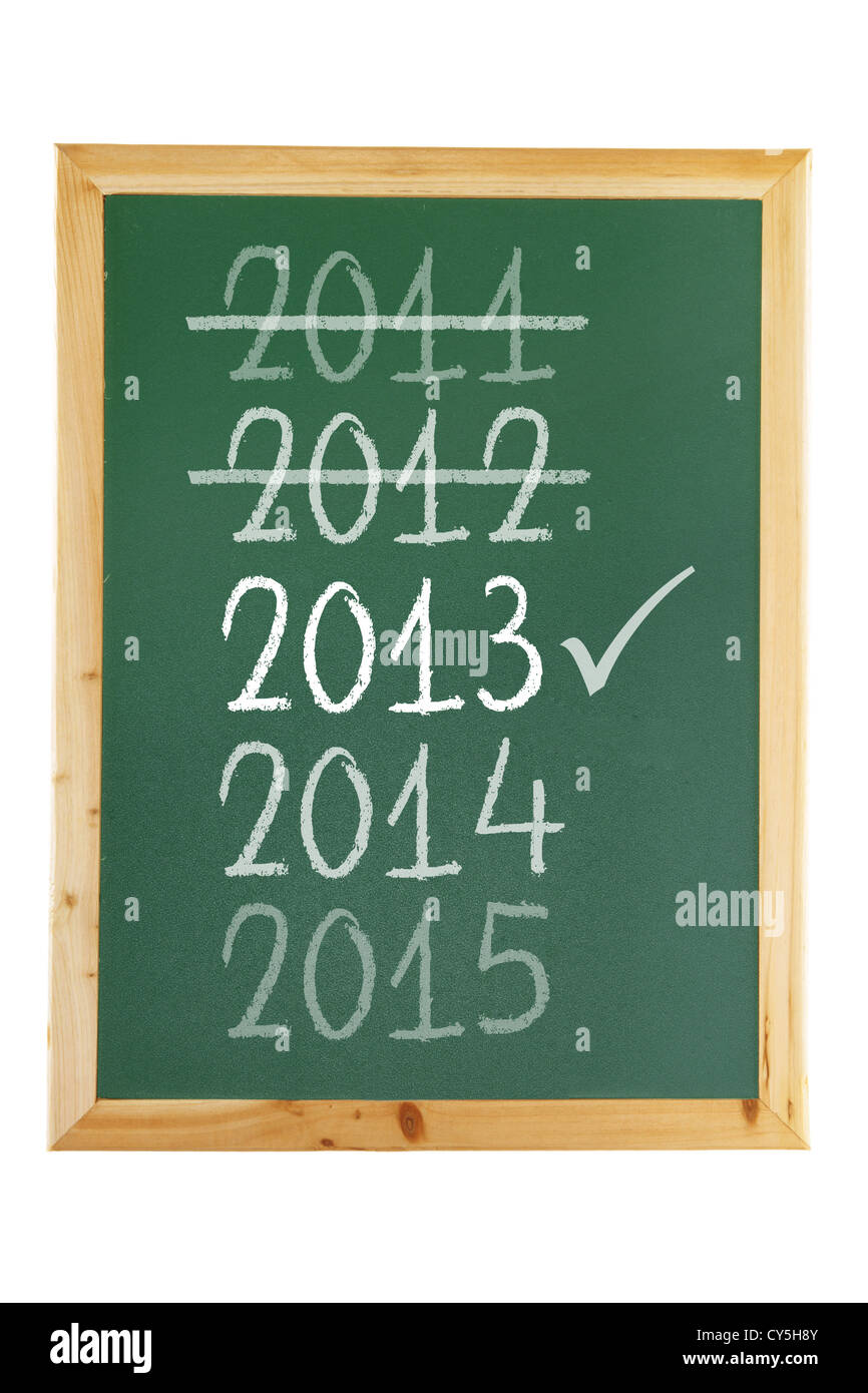 Tafel mit Jahren Stockfoto