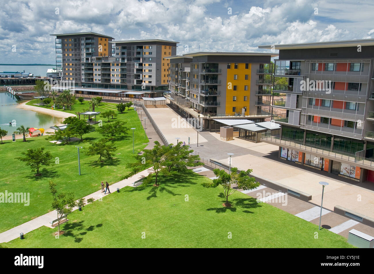 Erholung-Lagune und Wohngebiet der Darwin Waterfront. Stockfoto