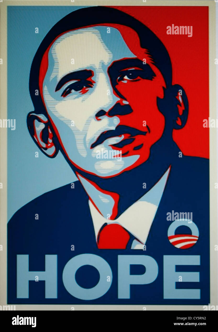 Barack Obama 'Hoffnung' Plakat (Shepard Fairey Siebdruck) Stockfoto