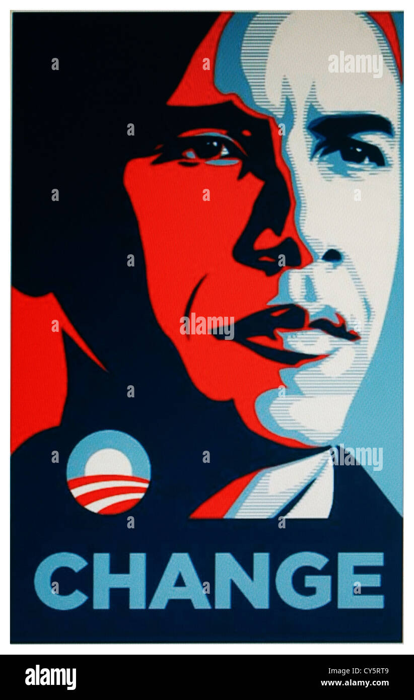 Barack Obama 'Ändern' Plakat - im Zusammenhang mit US-Wahlen 2013 Stockfoto