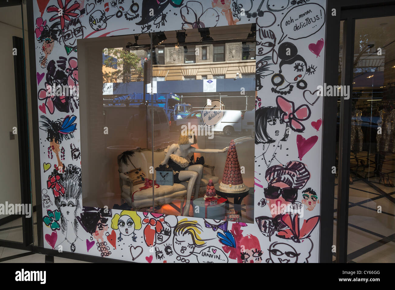 Lanvin Store Fenster, Madison Avenue, Manhattan, New York City, USA Stockfoto