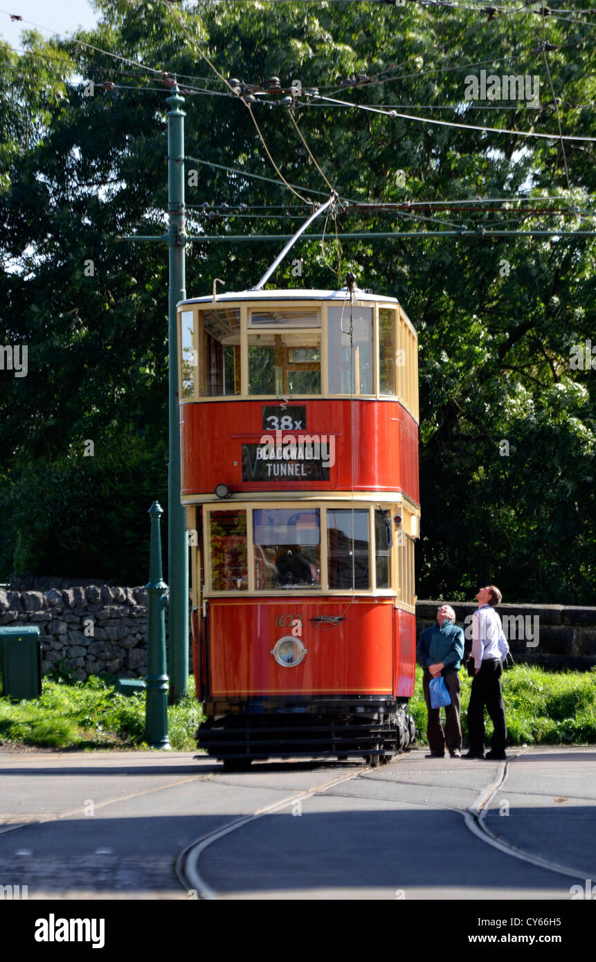 Straßenbahn in Crich Straßenbahn Museum Derbyshire england Stockfoto