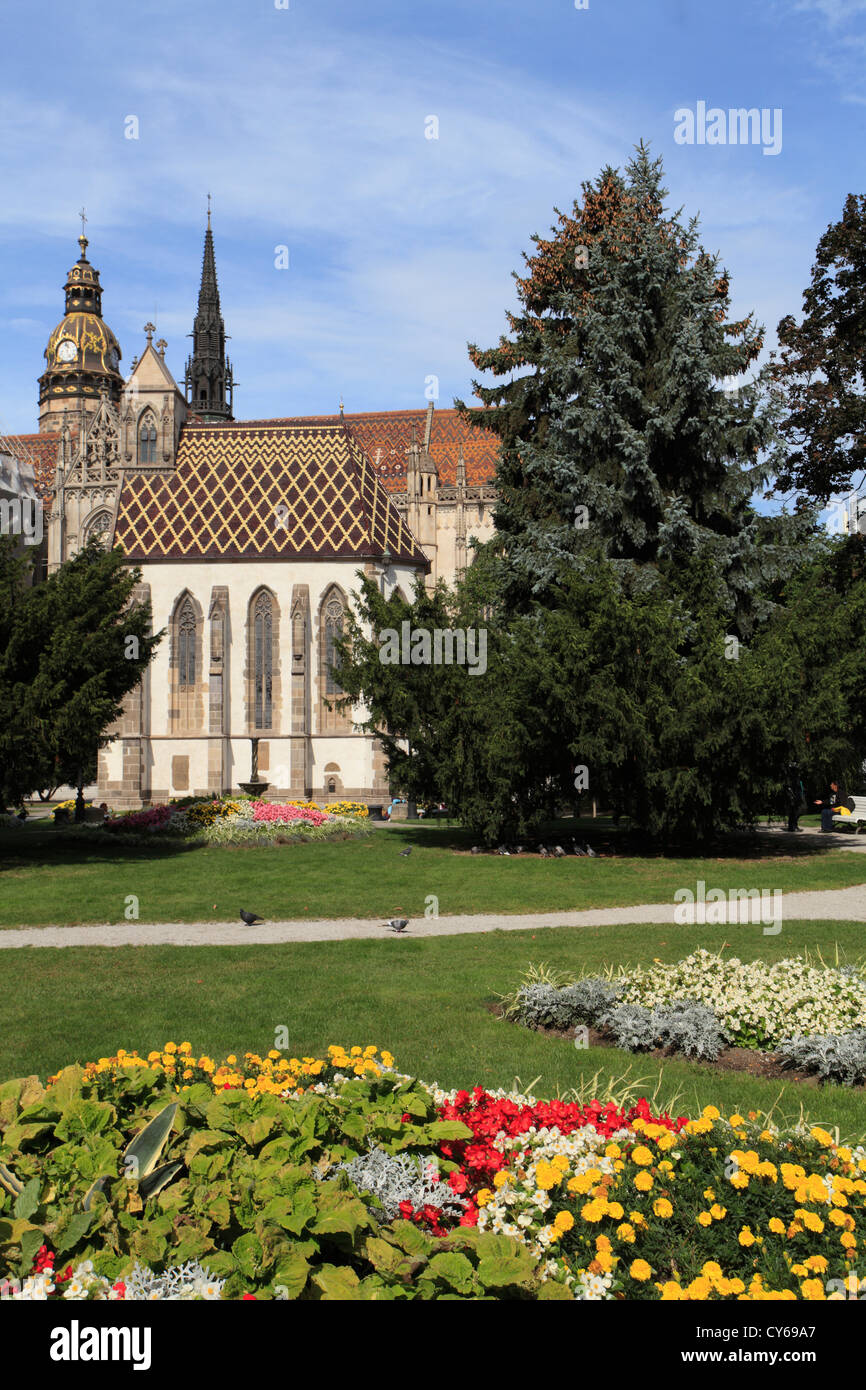 Slowakei, Kosice, Hauptplatz, St. Michael Kapelle, Park, Stockfoto