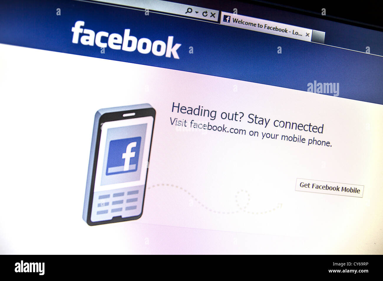 Facebook Website Anzeige auf Bildschirm Stockfoto
