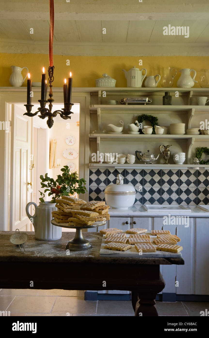 Küche in der deutschen Bauernhaus Restaurierung der 1820er Jahre aus Stockfoto