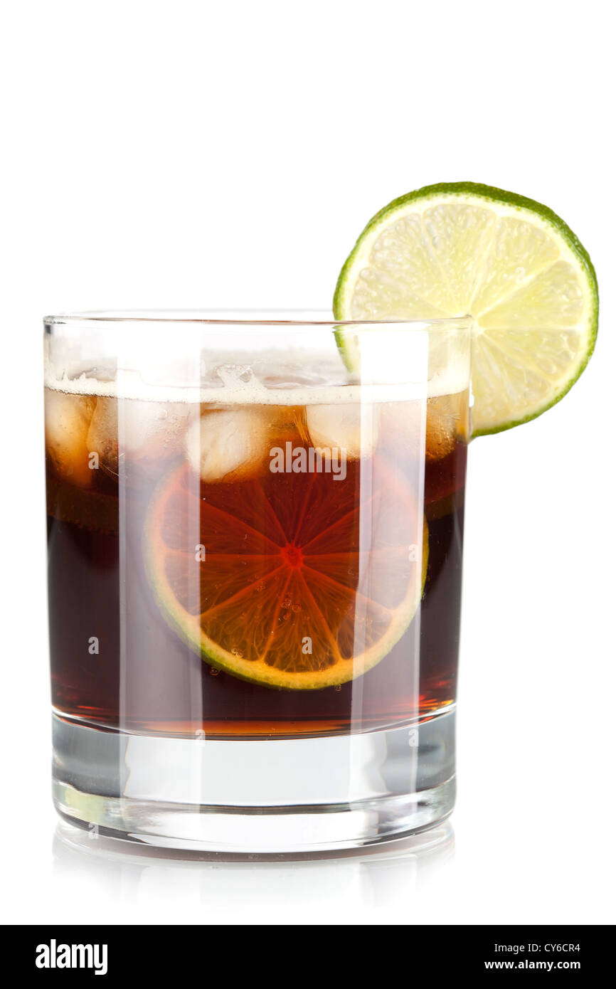 Alkohol cocktail Kollektion - Cuba Libre. Isoliert auf weißem Hintergrund Stockfoto