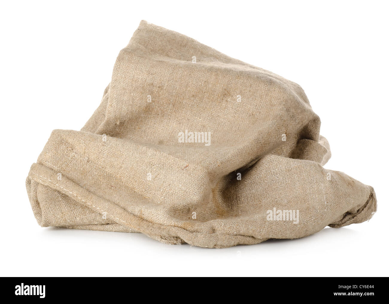 Leinensack isoliert auf weißem Hintergrund Stockfoto