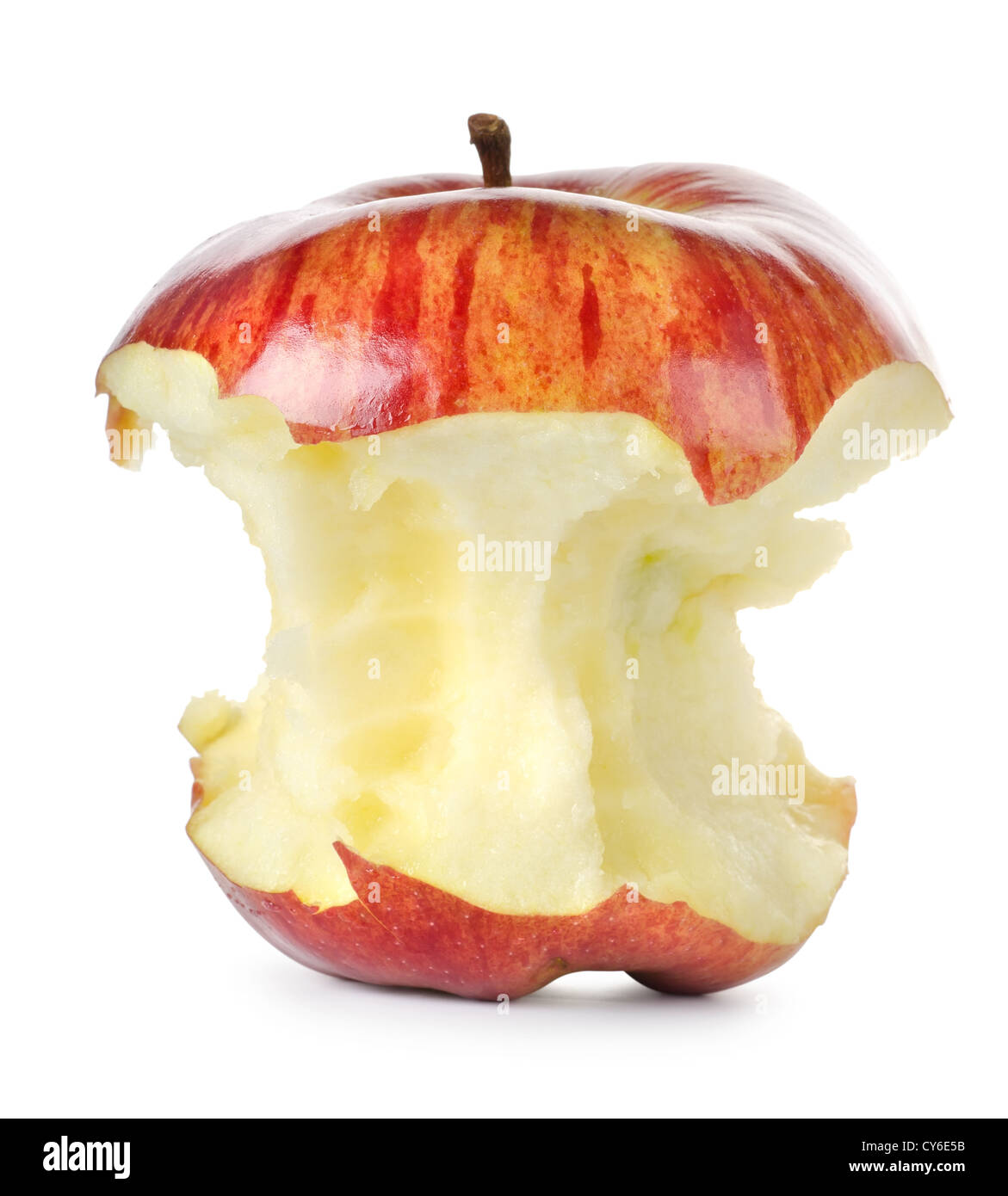 Roten Apfel auf einem weißen Hintergrund isoliert gegessen Stockfoto