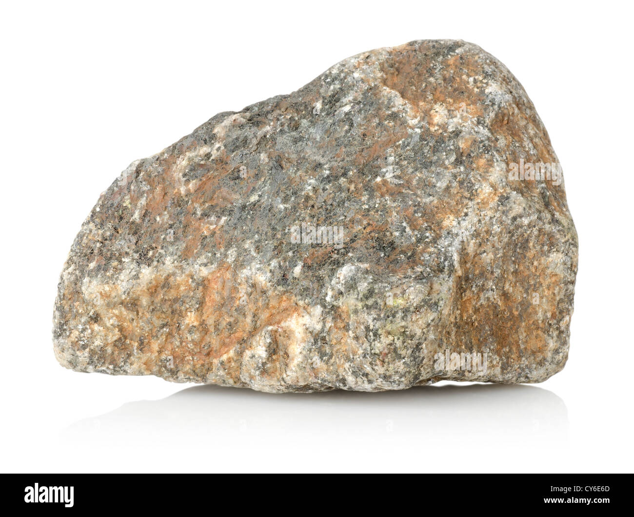 Granitstein isoliert auf weißem Hintergrund Stockfoto
