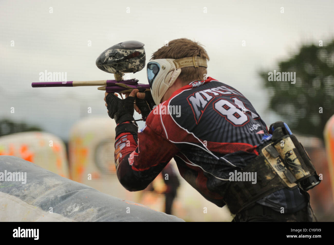 Paint Ball Aktion in Penkridge Staffordshire Stockfoto