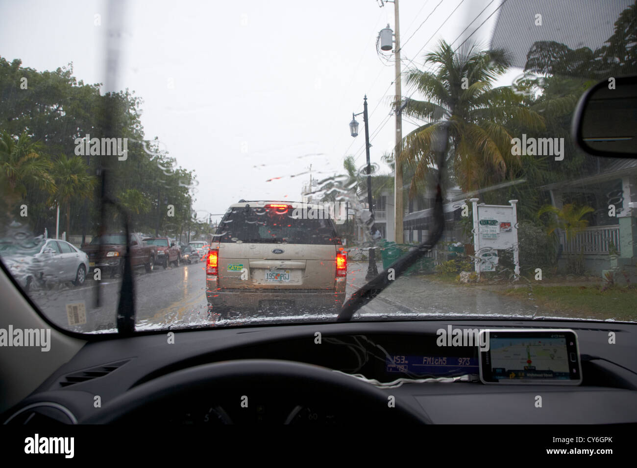 Fahrt durch schweren Sturm Wetter in Key West Florida usa Stockfoto