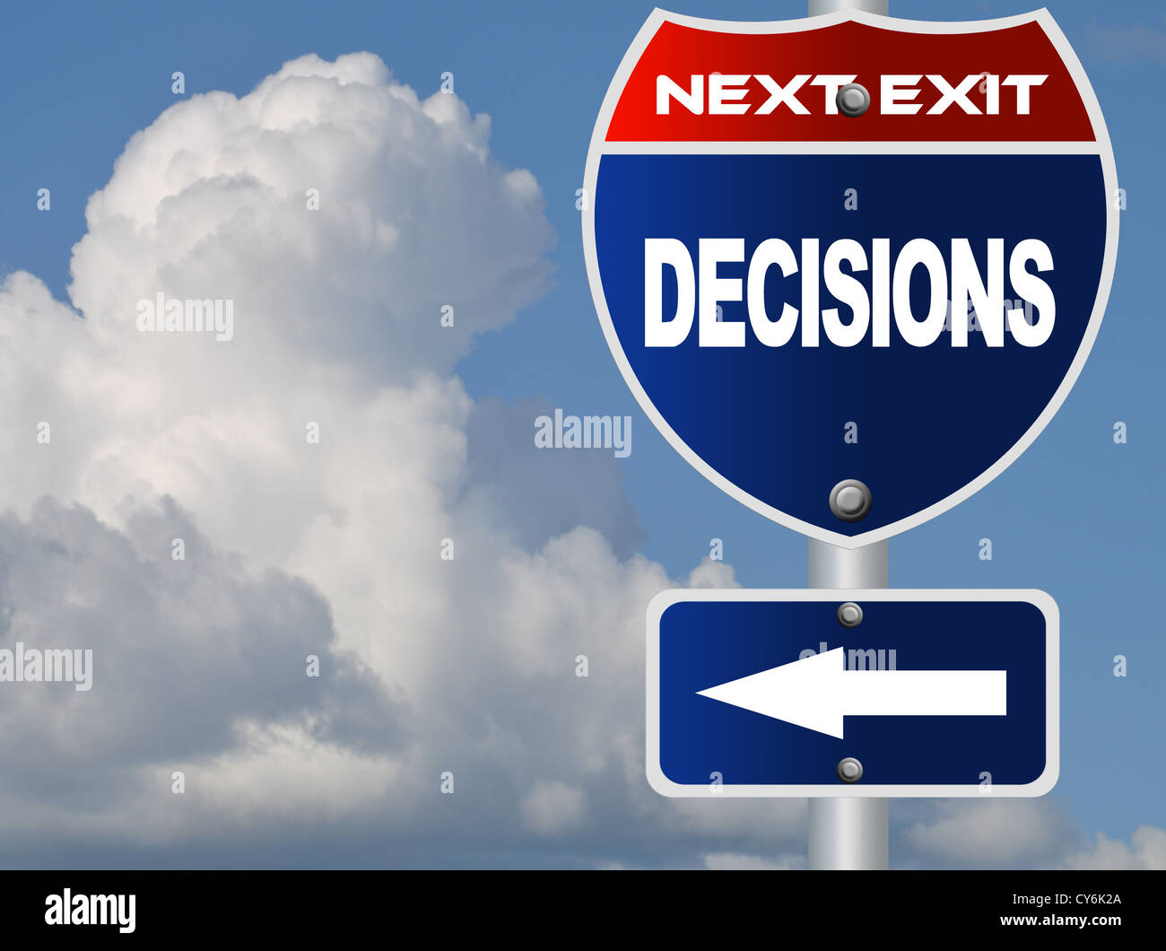 Entscheidungen-Straßenschild Stockfoto