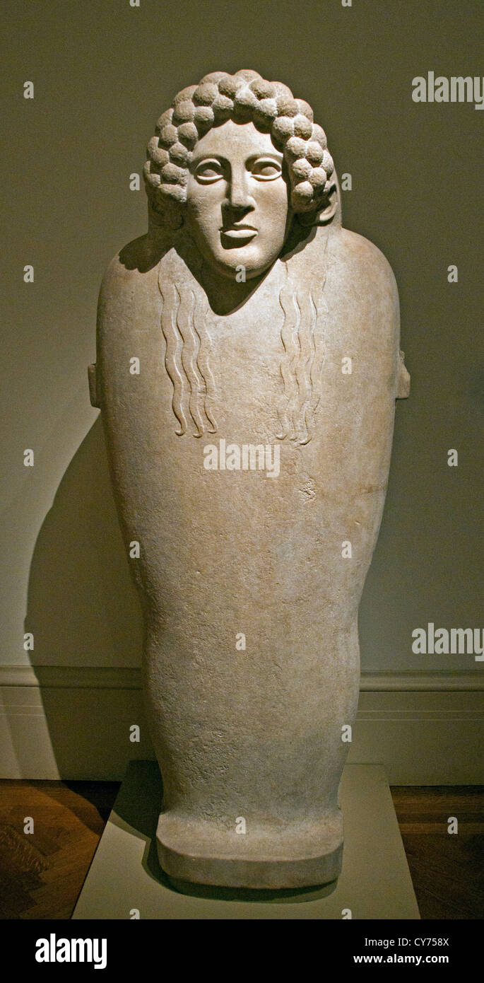 Marmor-Menschenaffen Sarkophag 5. Jh. v. Chr. Graeco phönizischen 222cm Phoenicia semitischen Griechisch Griechenland Nekropole von Kition Stockfoto
