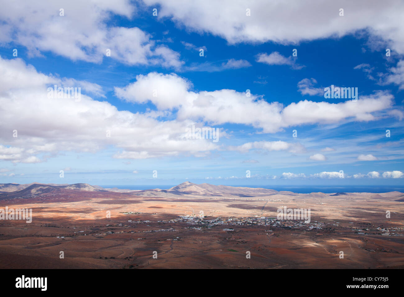 Zentrale Fuerteventura, Blick von El Pinar de Betancuria Stockfoto