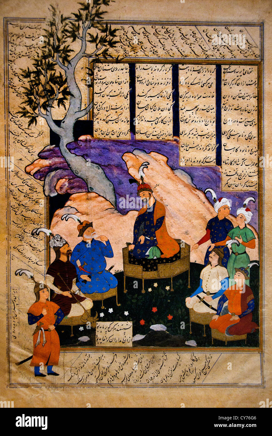 Luhrasp hört von der Rückkehr Paladine das Verschwinden Kai Khusrau übersetzte Buch der Könige von Firdausi bu'l Qasim Firdausi Stockfoto