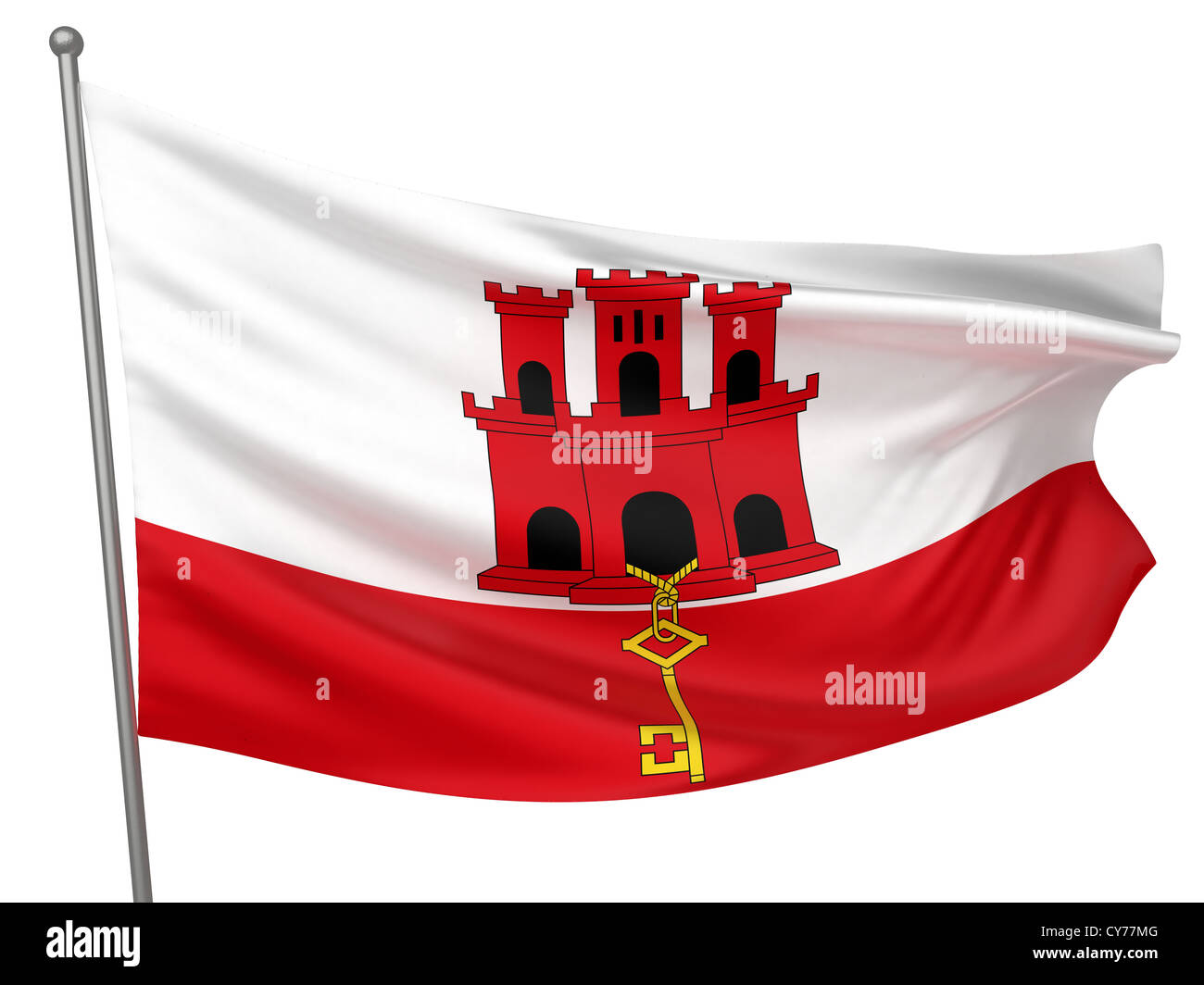 Gibraltar Nationalflagge - alle Länder-Sammlung - isolierte Bild Stockfoto