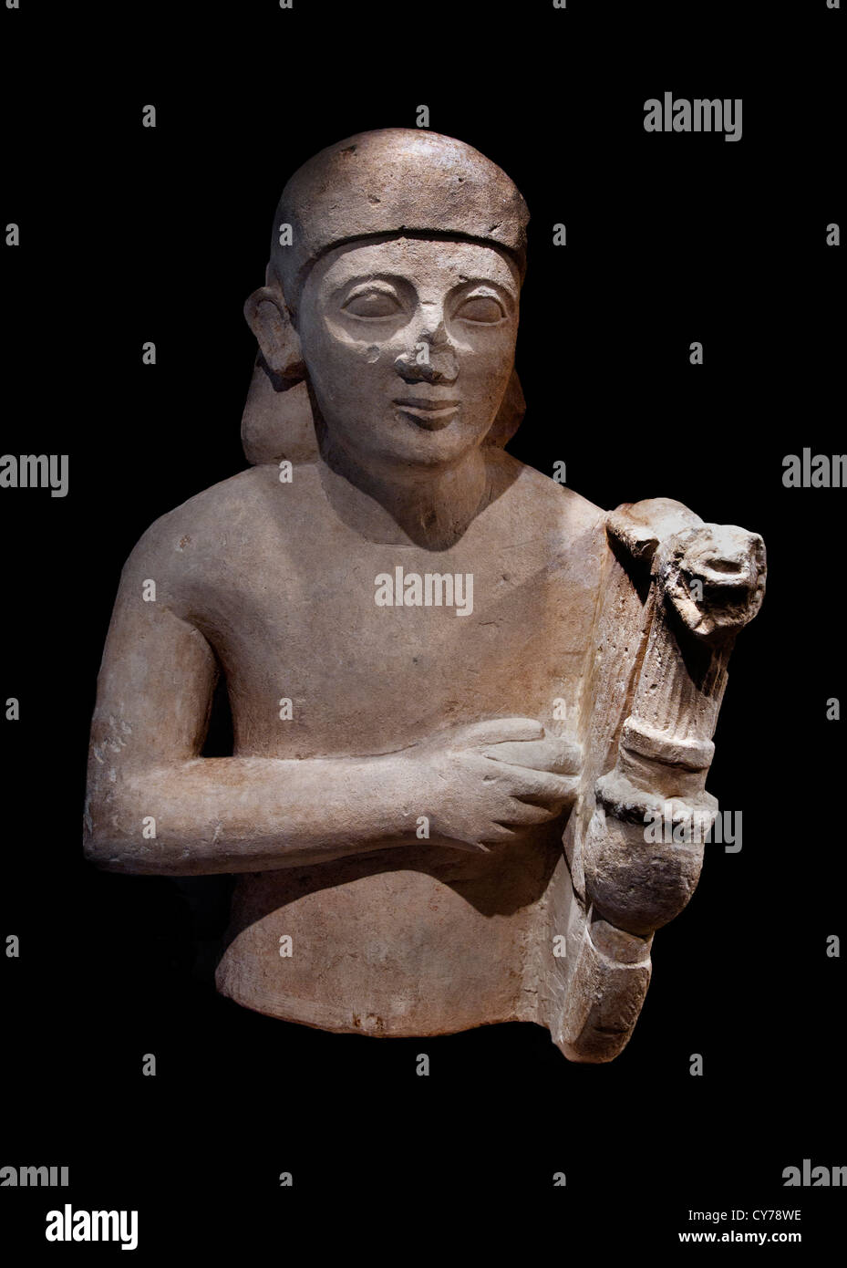 Kalkstein Büste einer Lyra Spieler Musik Cypro archaischen II D 575 – 550 v. Chr. zyprischen 46 cm Zypern Griechisch Griechenland Stockfoto