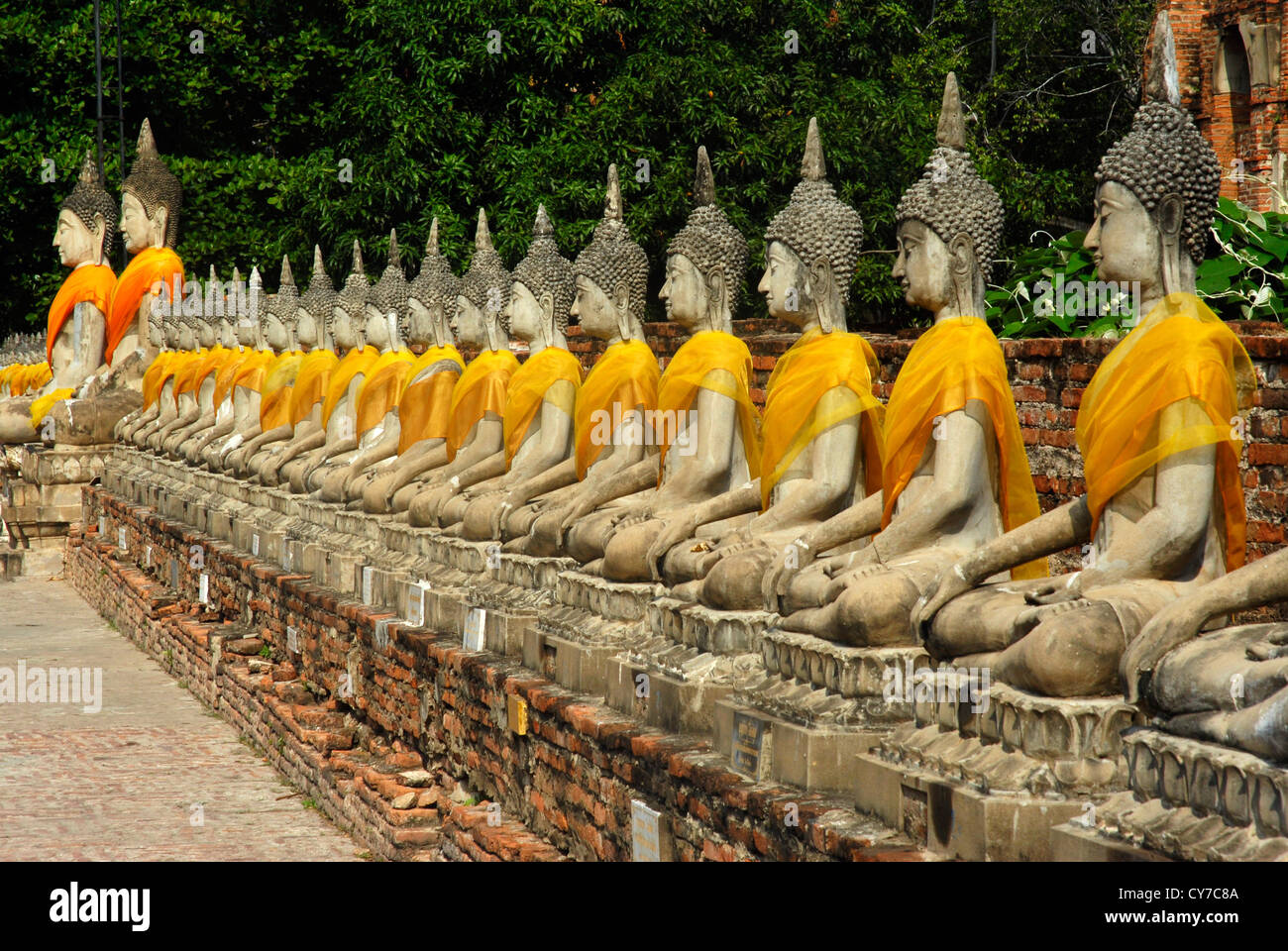 Kunst, Wat Yai, Chaimongkol, Ayutthaya, Tempel, Bangkok, Thailand, Asien, Stockfoto