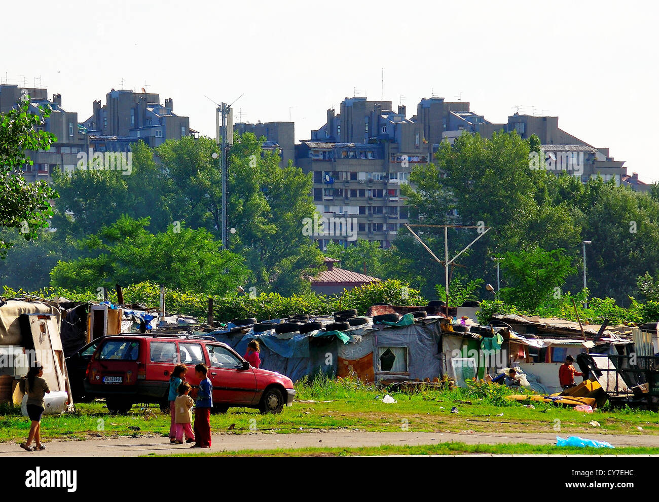 Belgrad, Serbien: ein Rom Camp am Rande der Stadt. Stockfoto