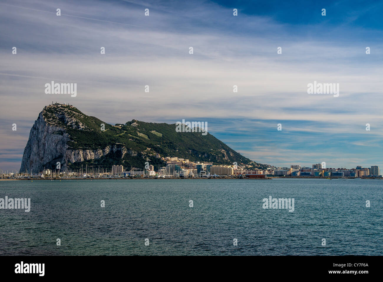 Panoramablick auf der Westseite des The Rock, Gibraltar, Spanien Stockfoto