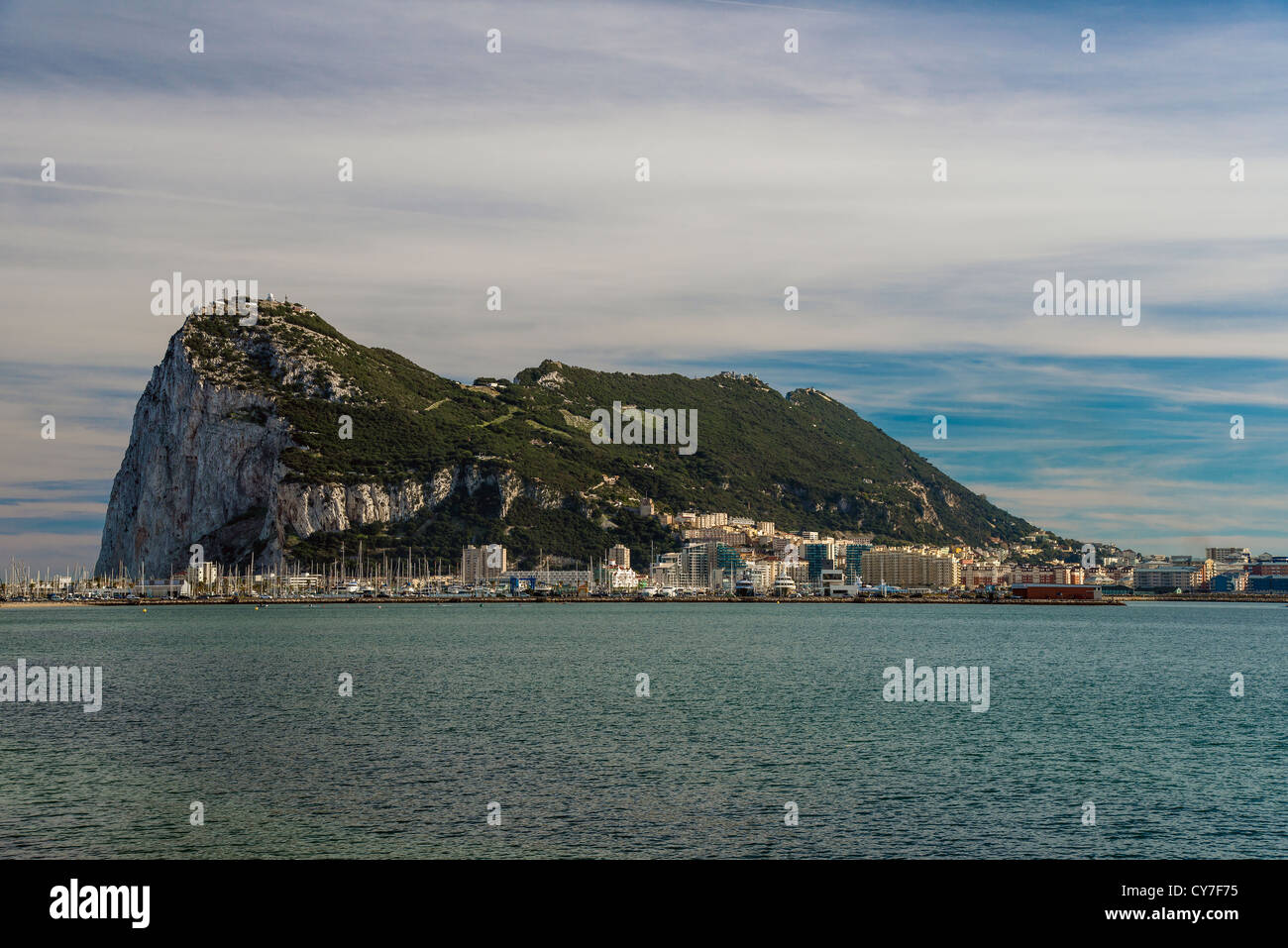 Panoramablick auf der Westseite des The Rock, Gibraltar, Spanien Stockfoto