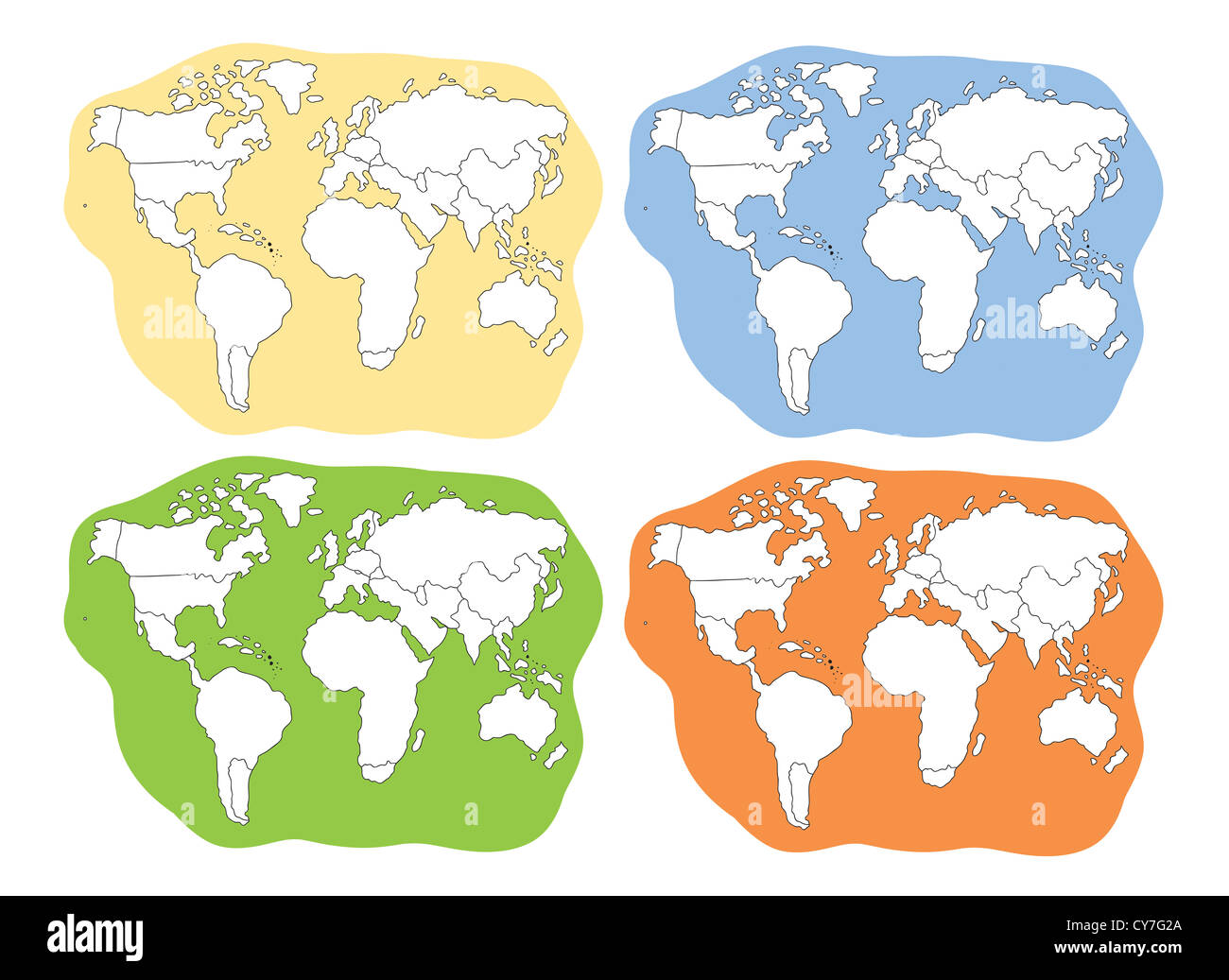 Vier Weltkarte Stockfoto