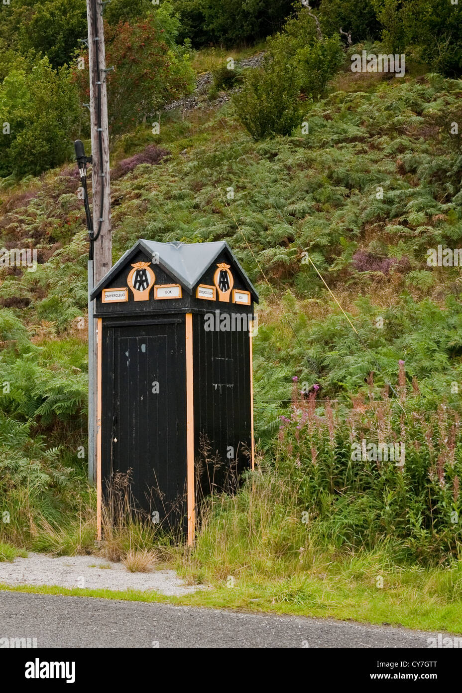 Historische vintage AA Sentry Box. Scottish Borders. Schottland Stockfoto