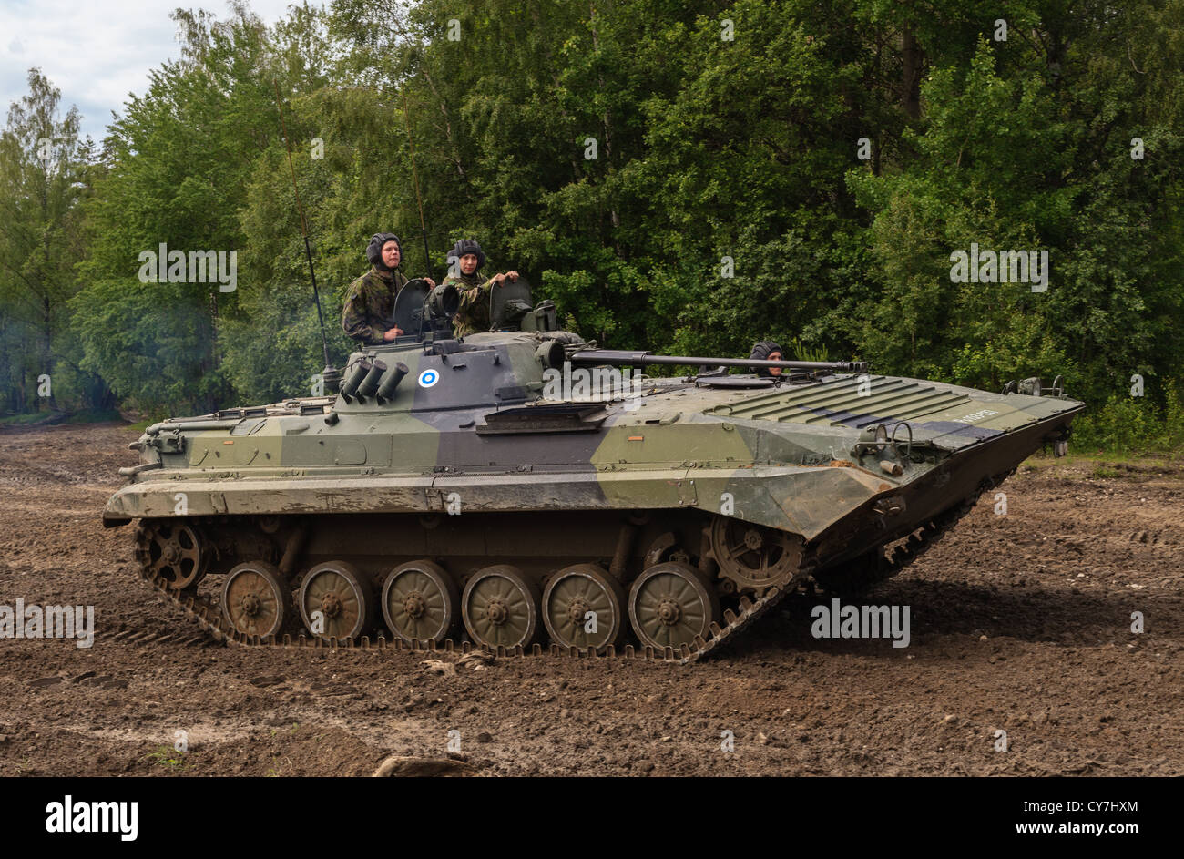 BMP-2 Schützenpanzer der finnischen Armee. Stockfoto