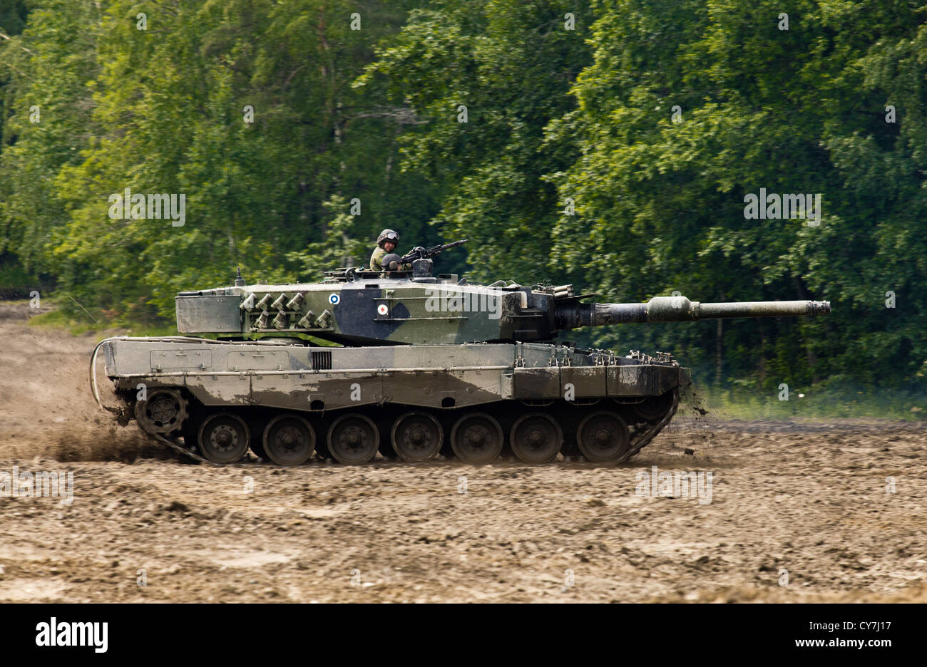Leopard 2 A4 Kampfpanzer der finnischen Armee. Stockfoto