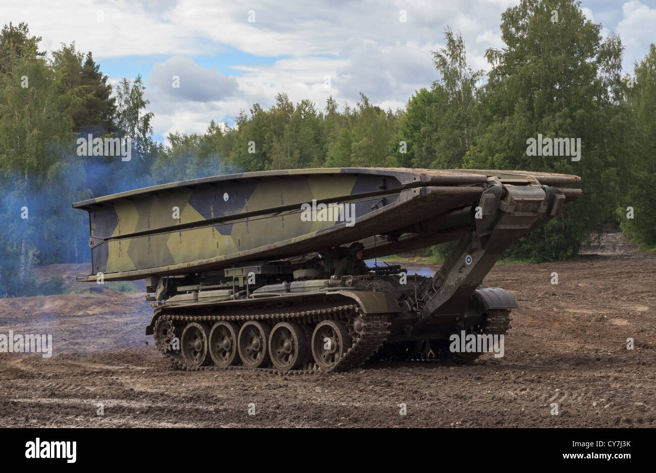 BLG - 60M 2 Bridgelayer Behälter der finnischen Armee. Stockfoto