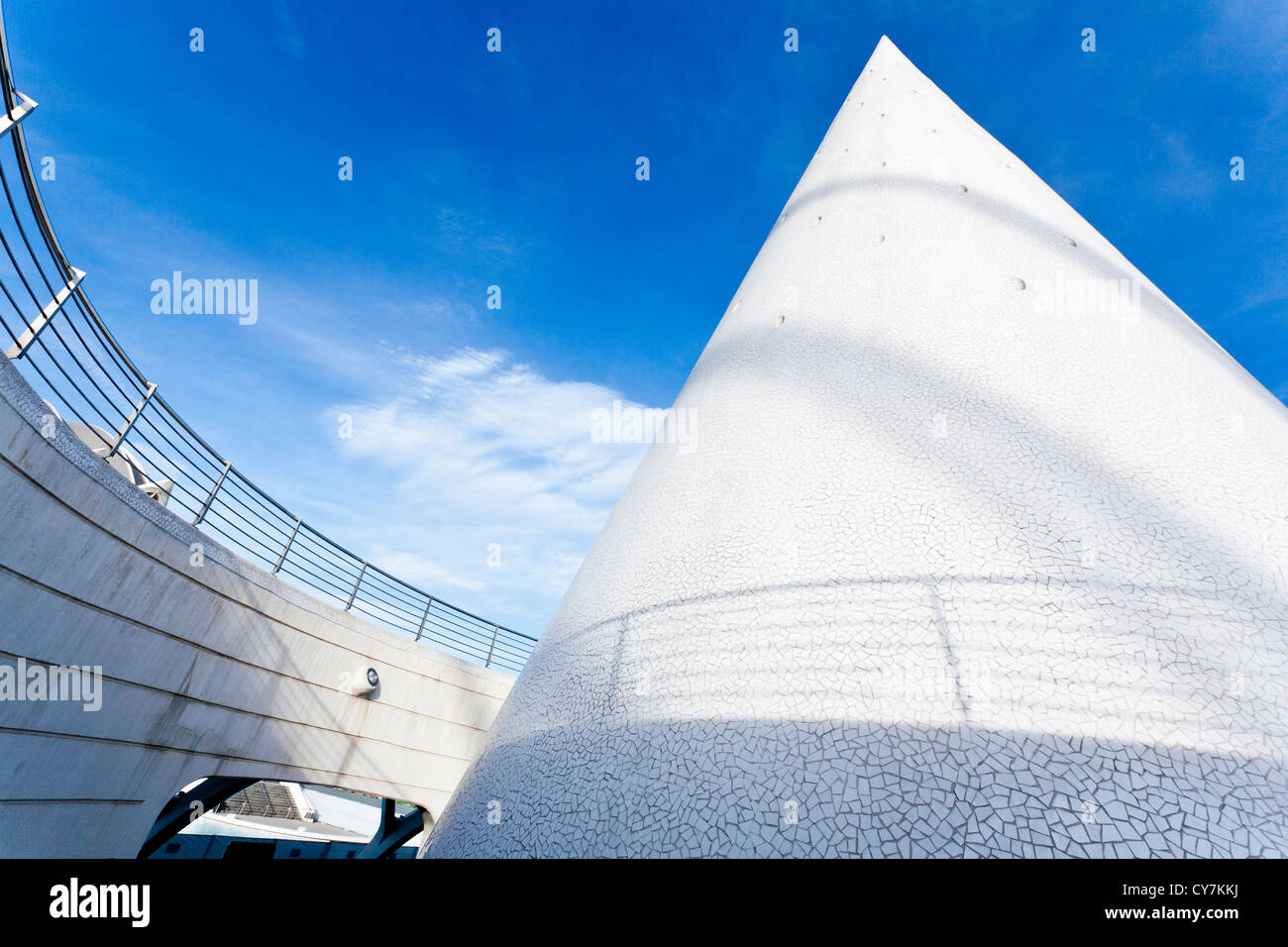 Elemente des Städtebaus in der Stadt der Künste und Wissenschaften in Valencia Stockfoto