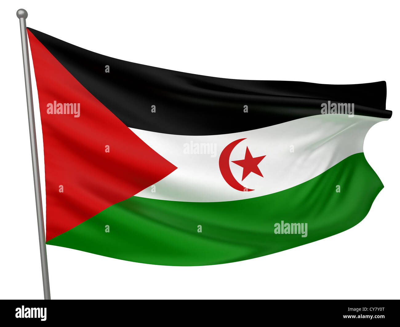 Westsahara (Sahrawi arabische demokratische Republik) Nationalflagge - alle Länder-Sammlung - isolierte Bild Stockfoto
