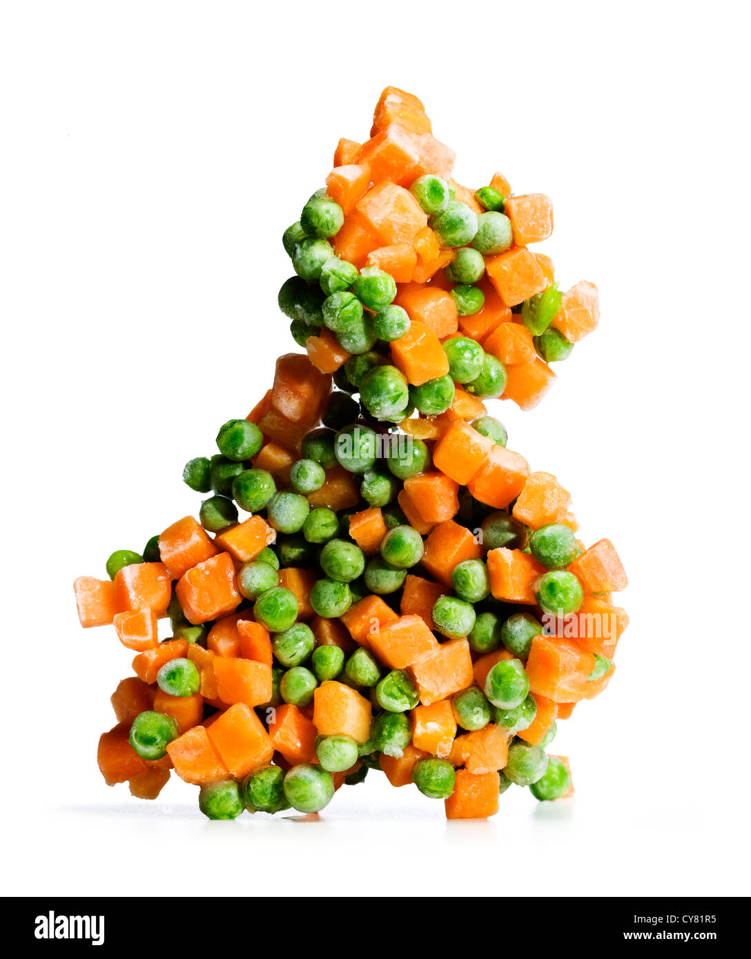 Gefrorene Erbsen und Karotten Stockfoto