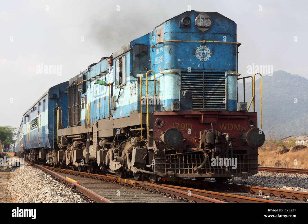 Indische Diesel-Pkw Lokomotive. Karnataka, Indien Stockfoto