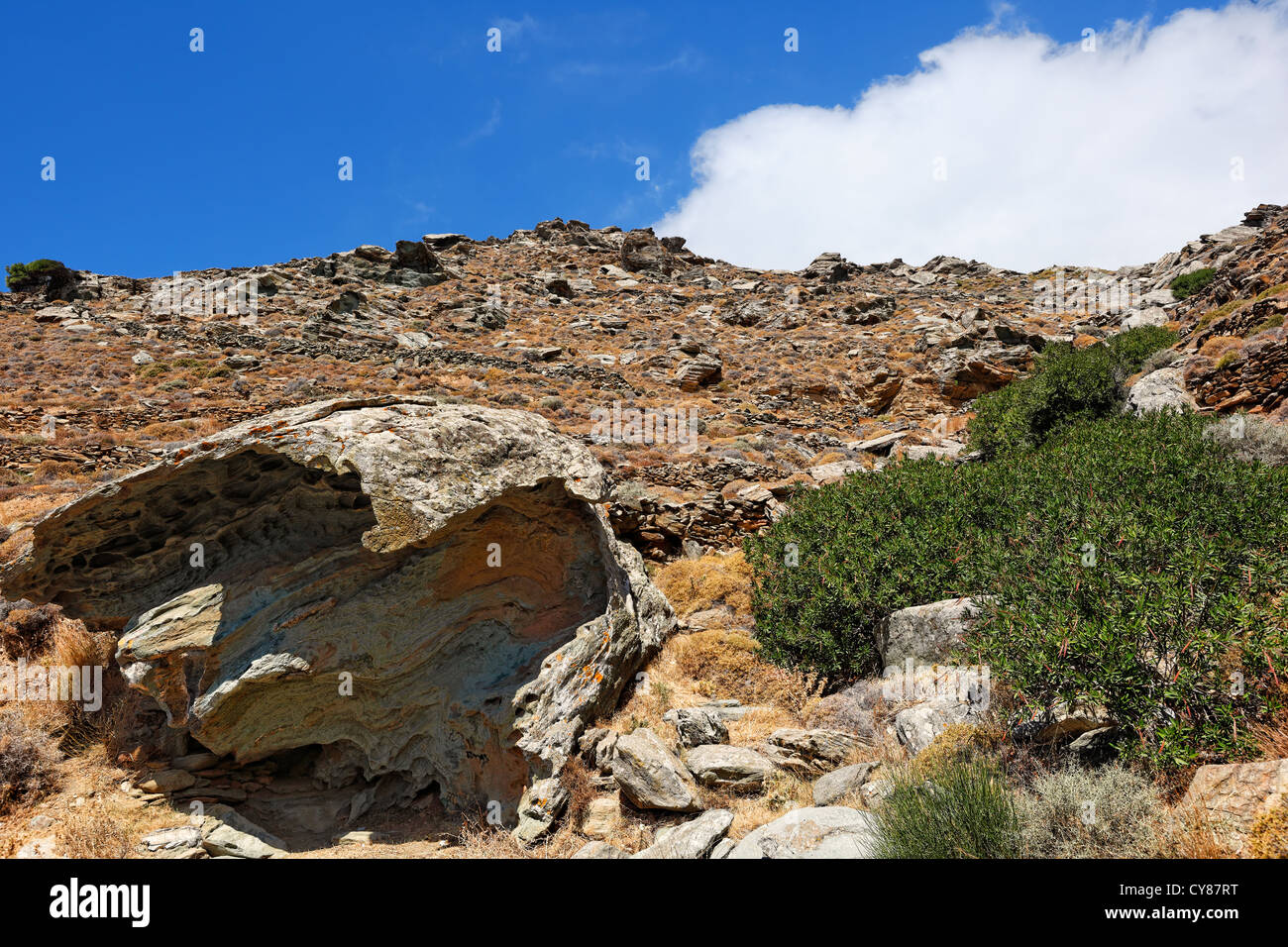 Seltsame Felsformationen in Insel Tinos, Griechenland Stockfoto
