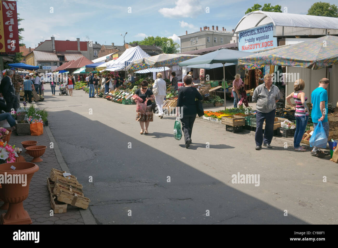 Bauern-Markt in Wadowice, Polen. Stockfoto
