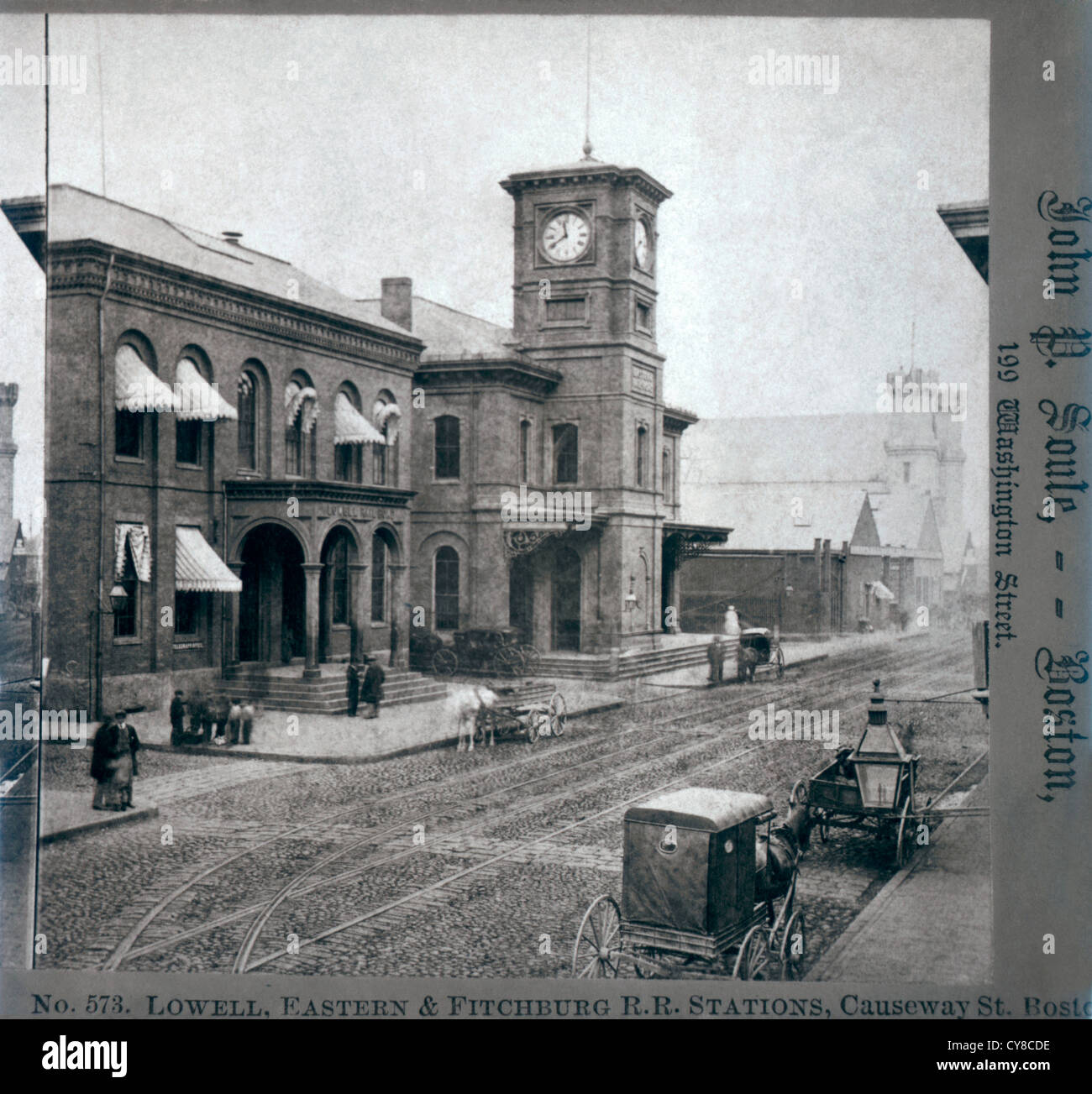 Lowell, östlichen & Fitchburg Railroad Station, Boston, Massachusetts, USA, um 1900 Stockfoto