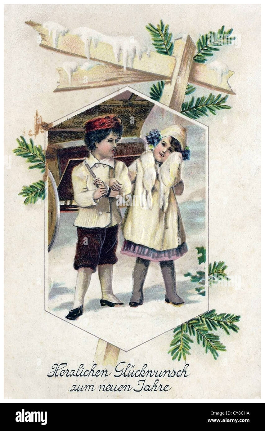 Kinder im Schnee Stockfoto