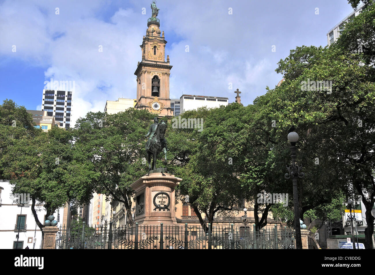 General Osorio Statue und Nossa Senhora Carmo da Antiga Sé XV November Kirchplatz Rio De Janeiro Brasilien Stockfoto