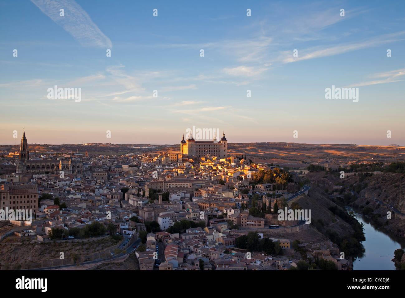 Toledo in der Abenddämmerung, Castilla La Mancha, Spanien Stockfoto