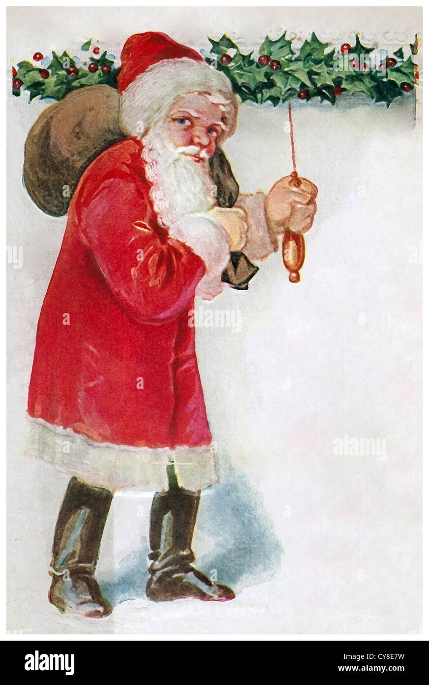 Weihnachtsmann mit sack Stockfoto