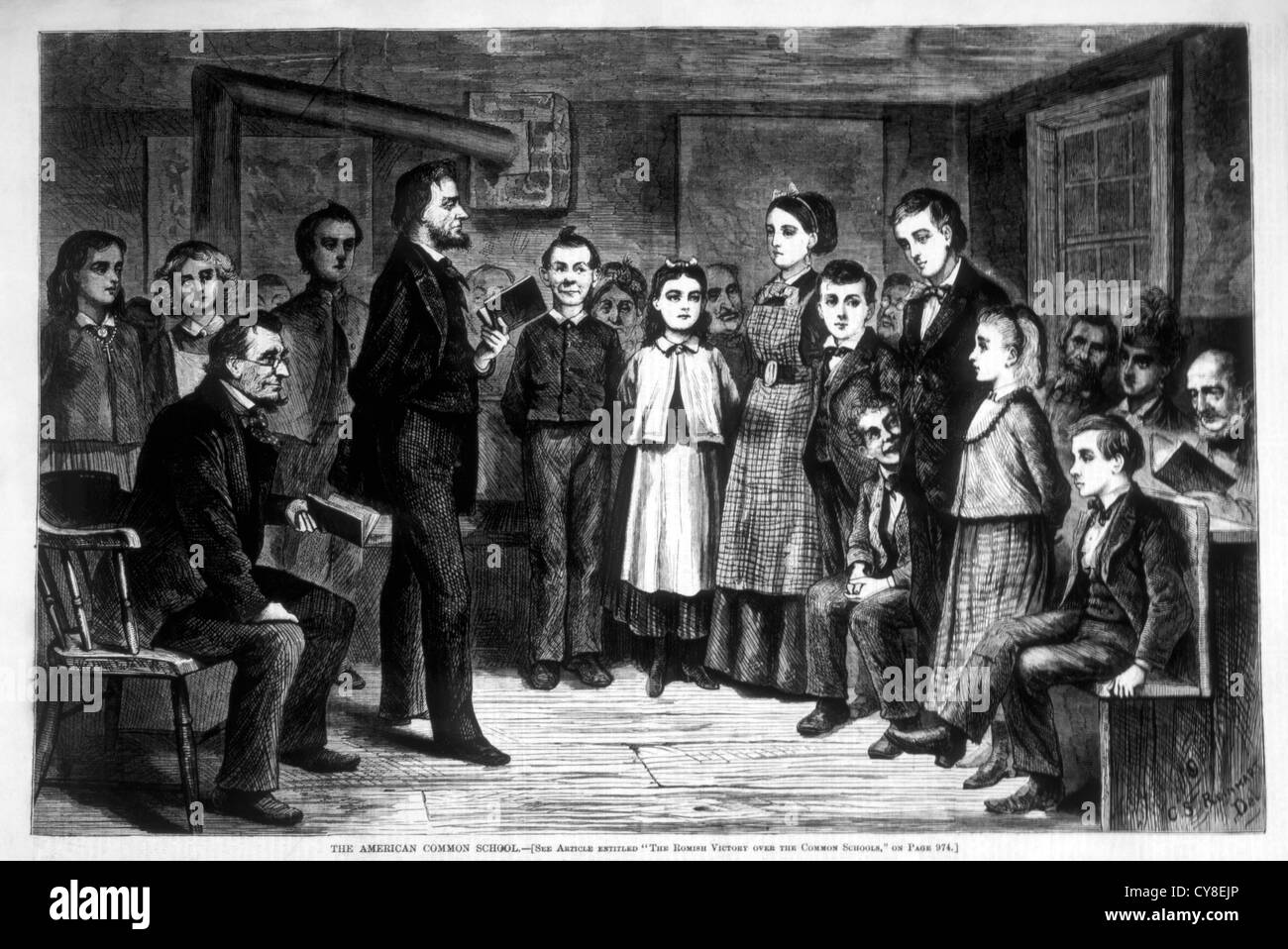 Amerikanische gemeinsame Schule, c.s. Reinhart in Harpers wöchentlich, Gravur, ca. 1872 Stockfoto