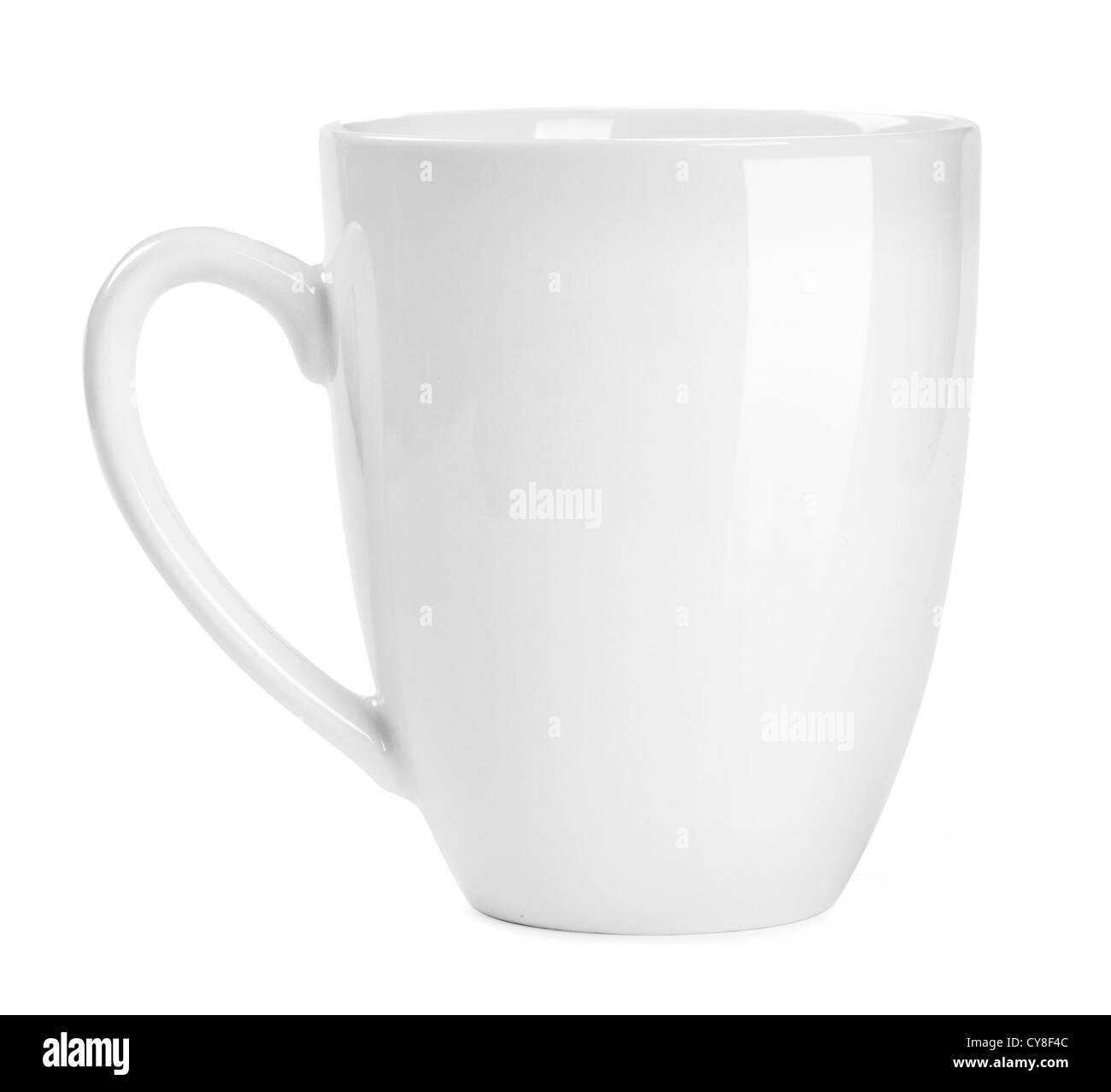 Weiße Tasse isoliert auf weißem Hintergrund Stockfoto