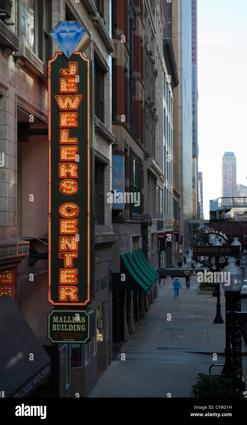 Juwelier Reihe am Wabash Straße in Chicago, wo es viele Schmuck Geschäfte. Stockfoto