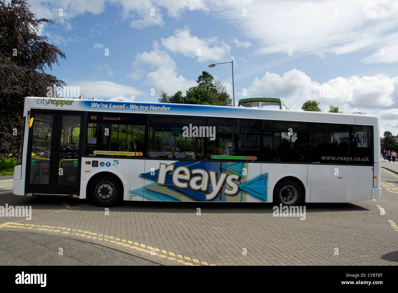 Reays City Hopper Cityhopper Bus bei Bowness Bay Pier Head Stockfoto