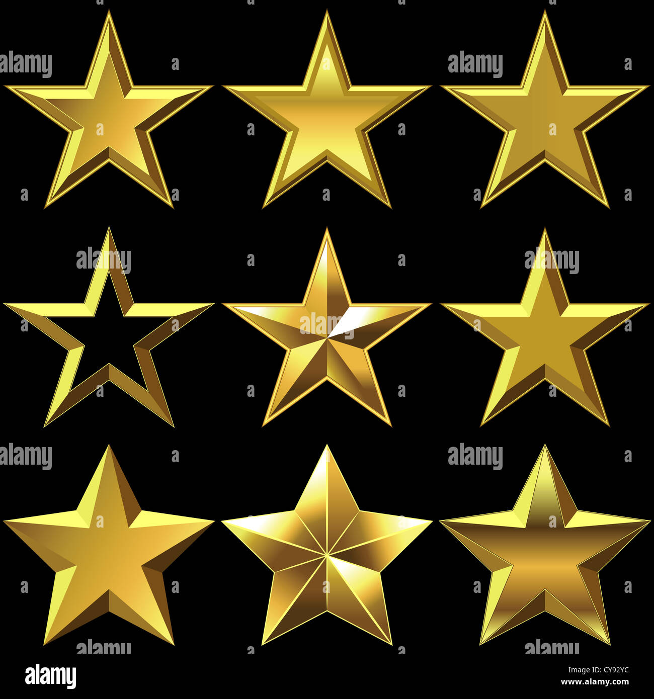 Volume glänzend gold fünfzackigen Stern leuchten Stockfoto