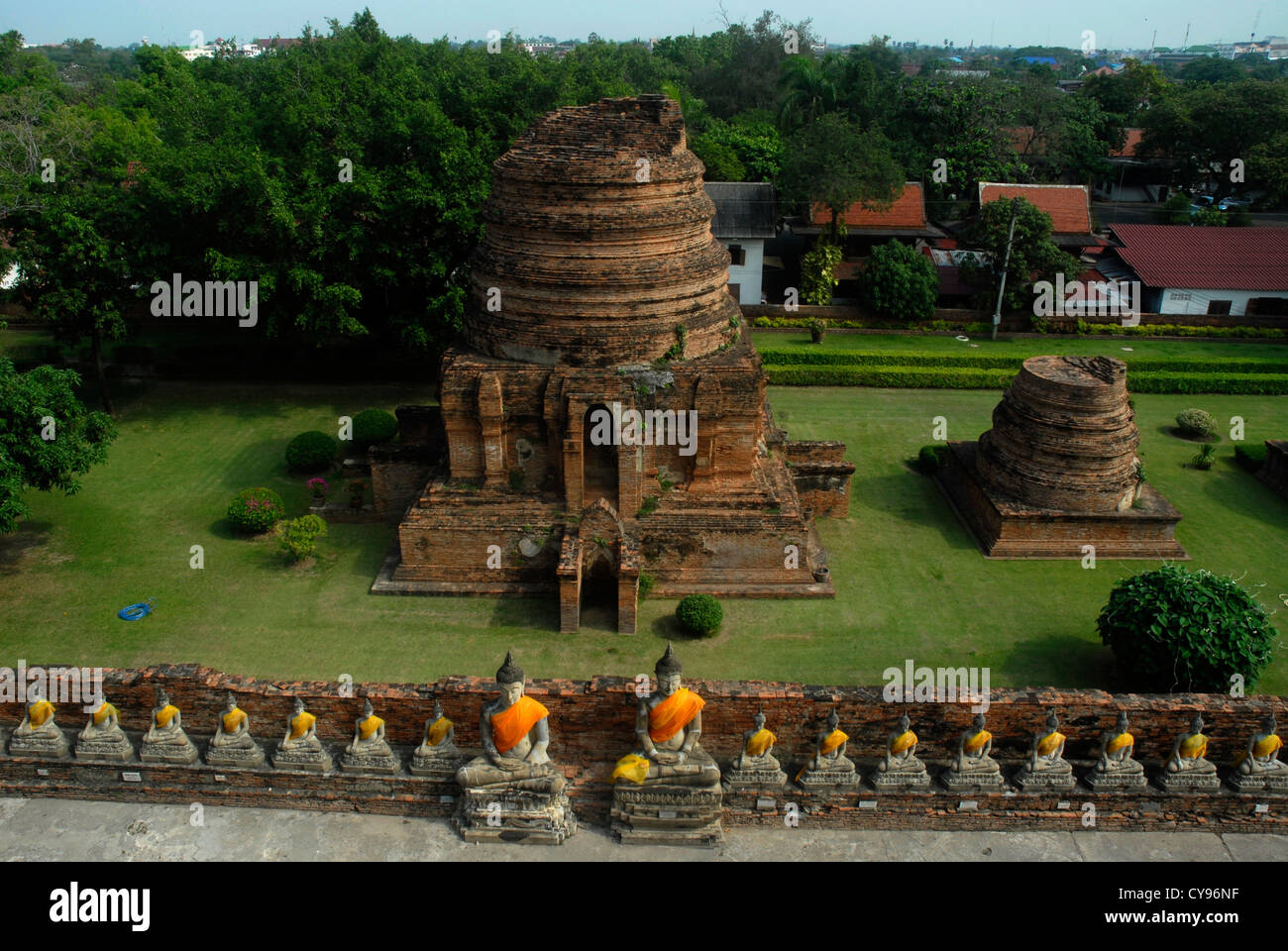 Kunst, Wat Yai, Chaimongkol, Ayutthaya, Tempel, Bangkok, Thailand, Asien, Stockfoto