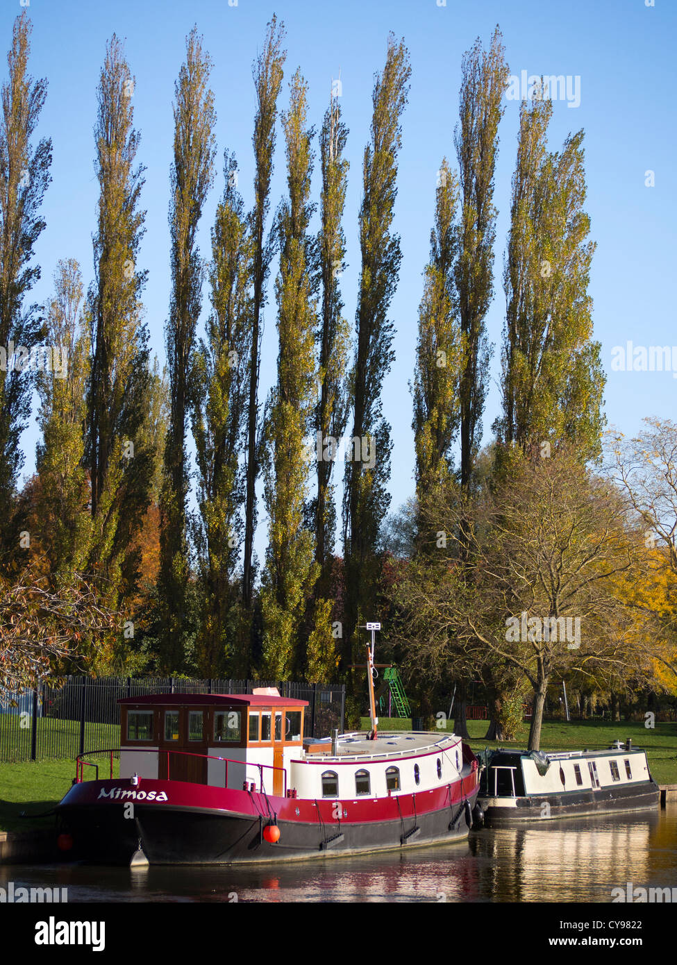 Hausboote, festgemacht an der Themse von Abingdon Brücke 35 Stockfoto